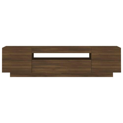 Tv-bord med LED-lys 160x35x40 cm brun egetræsfarve