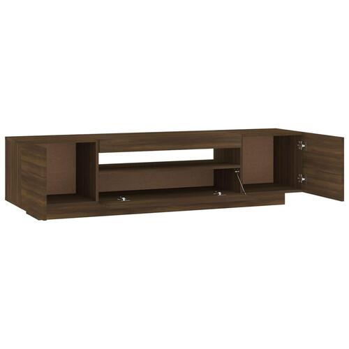 Tv-bord med LED-lys 160x35x40 cm brun egetræsfarve