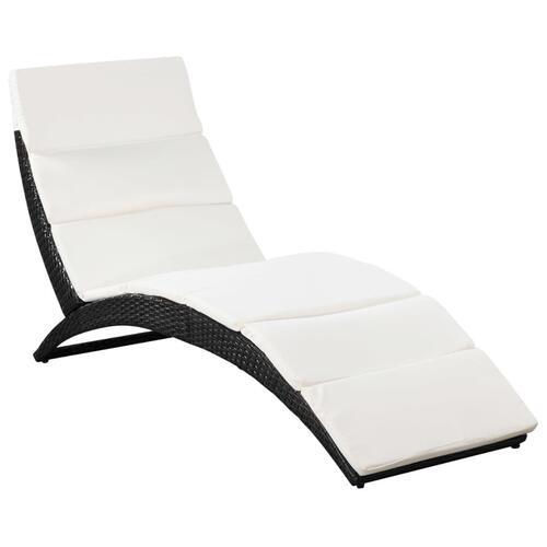 Foldbar liggestol med hynde polyrattan sort