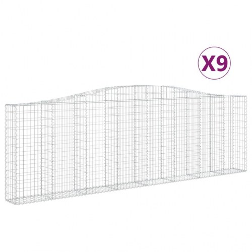 Buede gabionkurve 9 stk. 400x30x120/140 cm galvaniseret jern
