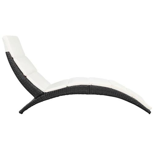 Foldbar liggestol med hynde polyrattan sort