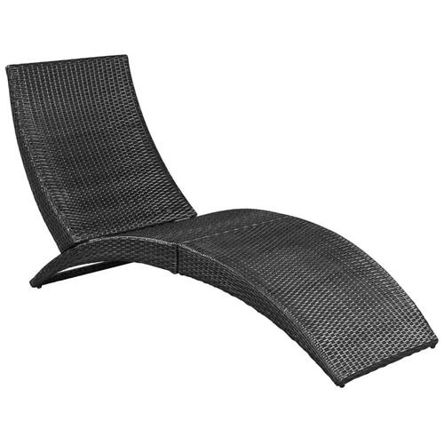 Foldbar liggestol med hynde polyrattan sort