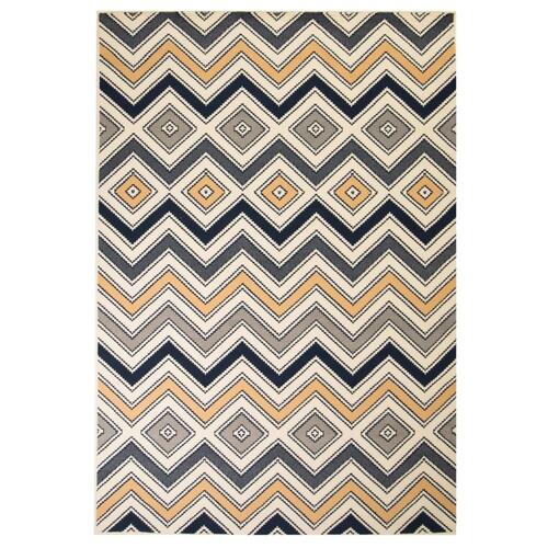 Moderne tæppe zigzag-design 140 x 200 cm brun/sort/blå