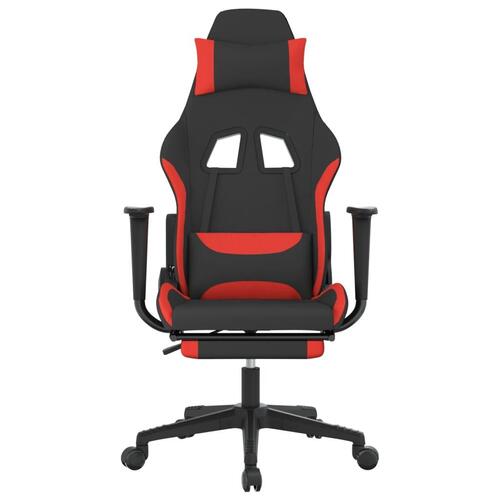 Gamingstol med massagefunktion + fodstøtte stof sort og rød