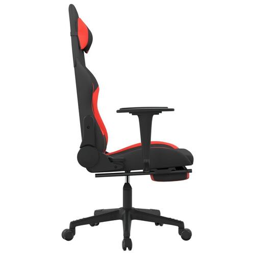 Gamingstol med massagefunktion + fodstøtte stof sort og rød