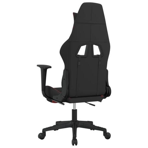 Gamingstol med massagefunktion + fodstøtte stof sort og rød