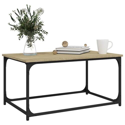 Sofabord 80x50x40 cm konstrueret træ og jern sonoma-eg