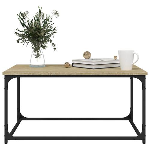 Sofabord 80x50x40 cm konstrueret træ og jern sonoma-eg