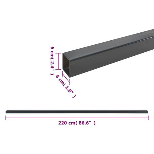Stolper til havehegn 20 stk. 220 cm stål grå