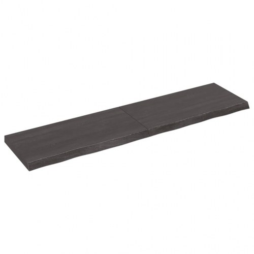 Væghylde 120x30x(2-4) cm behandlet massivt egetræ mørkebrun