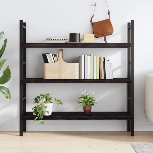 Væghylde 120x30x(2-4) cm behandlet massivt egetræ mørkebrun