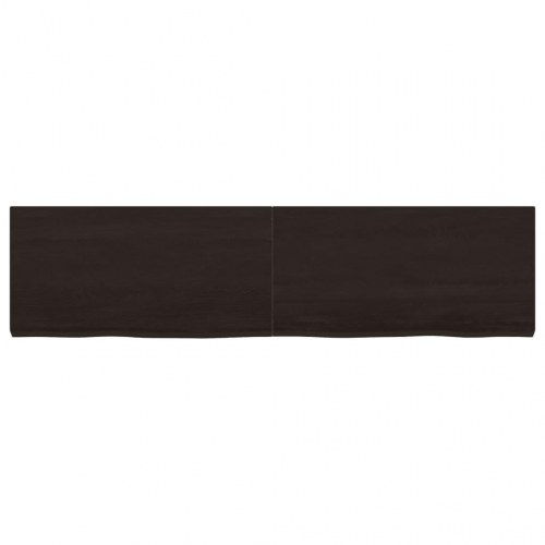 Væghylde 120x30x(2-4) cm behandlet massivt egetræ mørkebrun