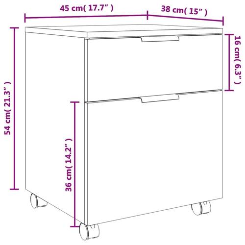 Arkivskab med hjul 45x38x54 cm konstrueret træ røget egetræ