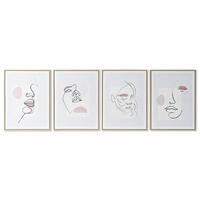 Maleri Ansigt Skandinavisk 45 x 2,5 x 60 cm (4 enheder)