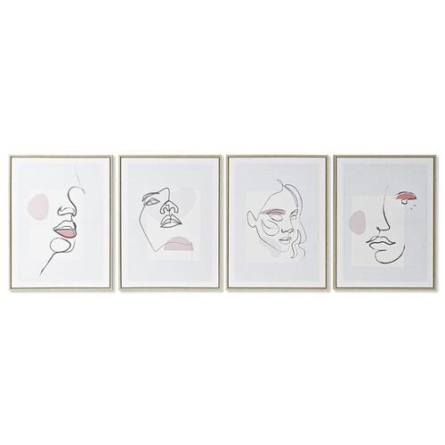 Maleri Ansigt Skandinavisk 45 x 2,5 x 60 cm (4 enheder)