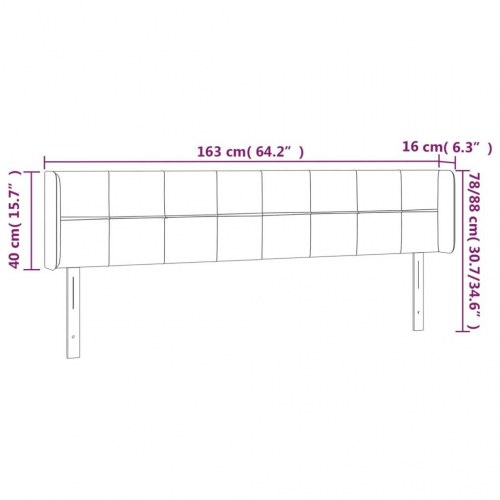 Sengegavl med kanter i stof 163 x 16 x 78/88 cm - cremefarvet