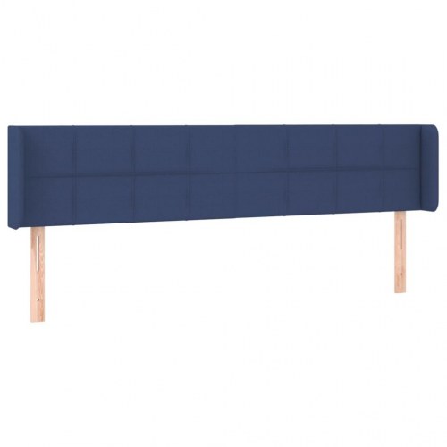 Sengegavl med kanter i stof - blå 163 x 16 x 78/88 cm