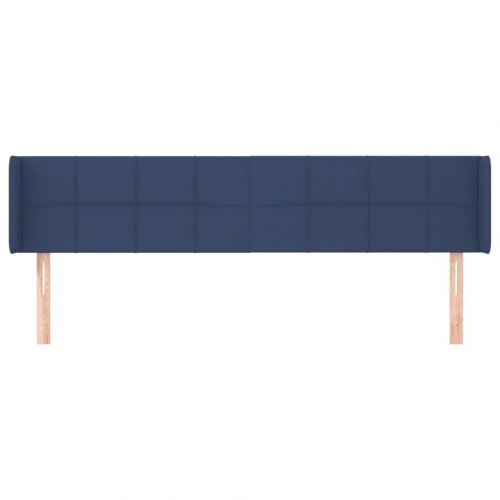 Sengegavl med kanter i stof - blå 163 x 16 x 78/88 cm