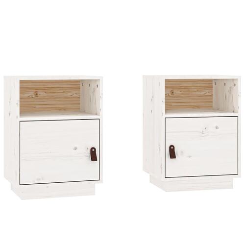 Sengeborde 2 stk. 40x34x55 cm massivt fyrretræ hvid