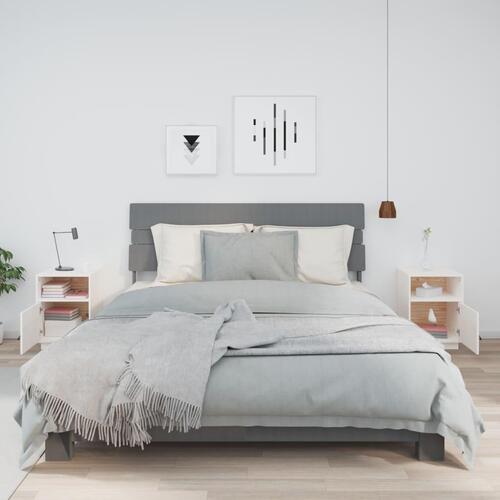 Sengeborde 2 stk. 40x34x55 cm massivt fyrretræ hvid