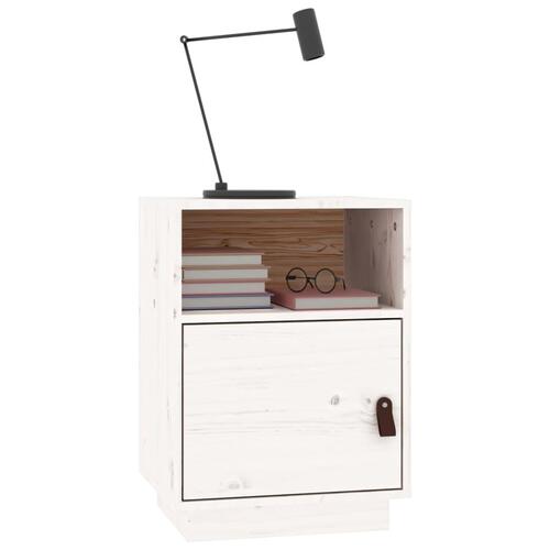 Sengeborde 2 stk. 40x34x55 cm massivt fyrretræ hvid