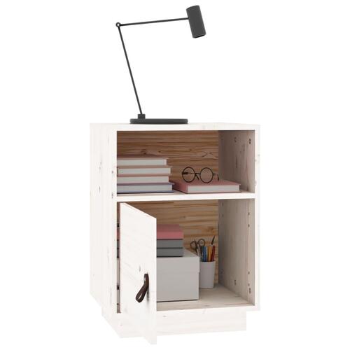 Sengeborde 2 stk. 40x34x55 cm massivt fyrretræ hvid