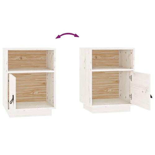 Sengeborde 2 stk. 40x34x55 cm massivt fyrretræ hvid