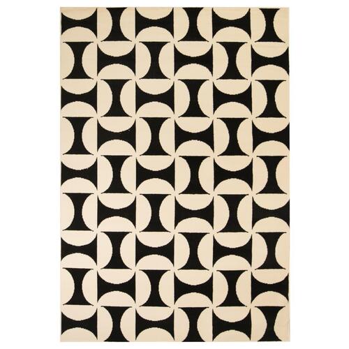 Moderne tæppe geometrisk design 120 x 170 cm beige/sort