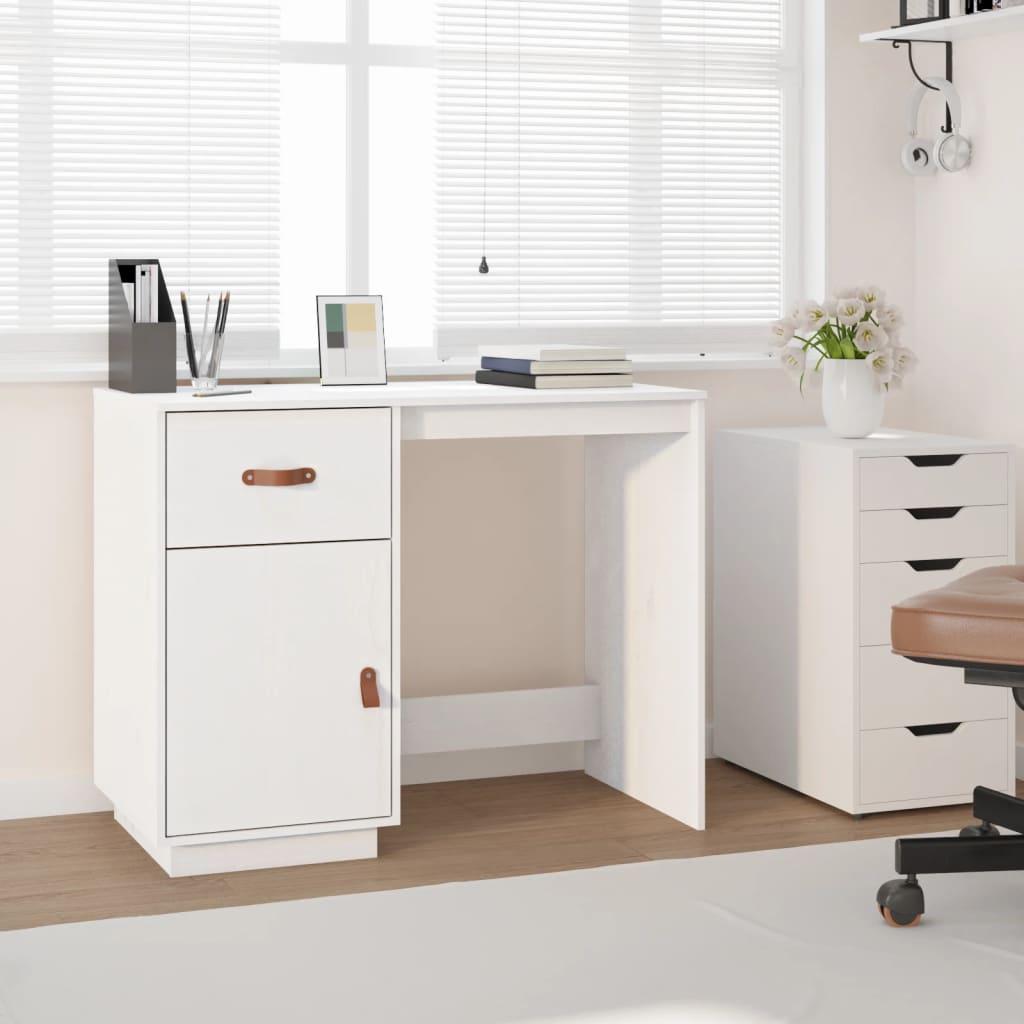 Skrivebord 95x50x75 cm massivt fyrretræ hvid