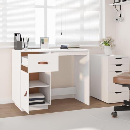 Skrivebord 95x50x75 cm massivt fyrretræ hvid