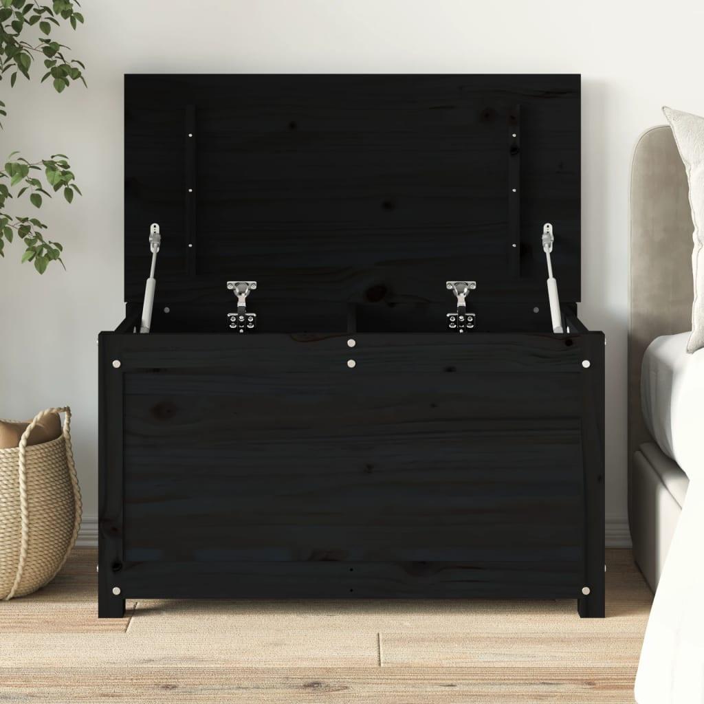 Opbevaringskasse 80x40x45,5 cm massivt fyrretræ sort
