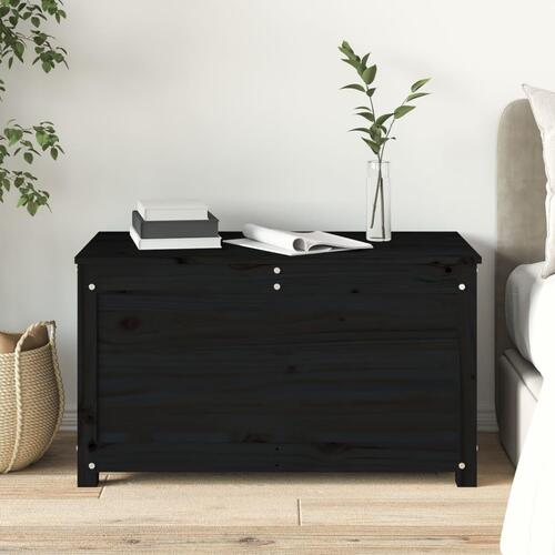 Opbevaringskasse 80x40x45,5 cm massivt fyrretræ sort