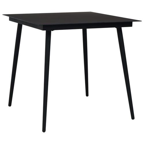 Havebord 80x80x74 cm stål og glas sort