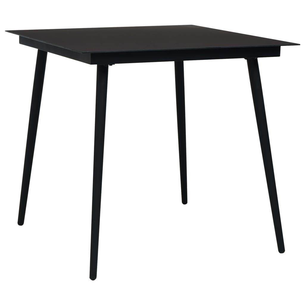Havebord 80x80x74 cm stål og glas sort