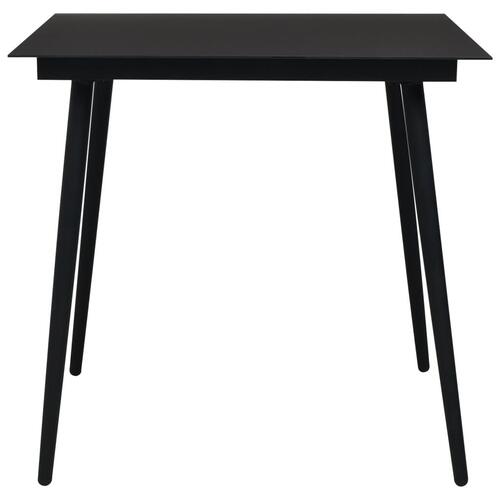 Havebord 80x80x74 cm stål og glas sort