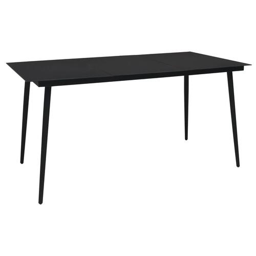 Havebord 150x80x74 cm stål og glas sort