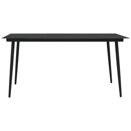 Havebord 150x80x74 cm stål og glas sort