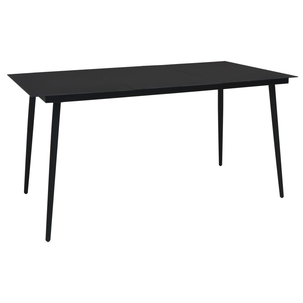 Havebord 190x90x74 cm stål og glas sort