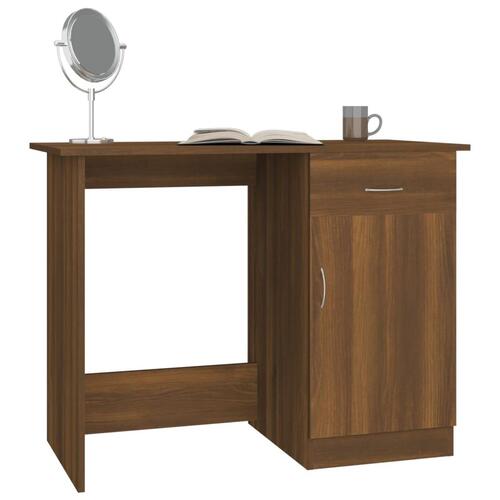 Skrivebord 100x50x76 cm konstrueret træ brun egetræsfarve