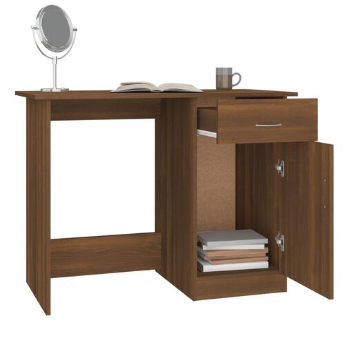 Skrivebord 100x50x76 cm konstrueret træ brun egetræsfarve