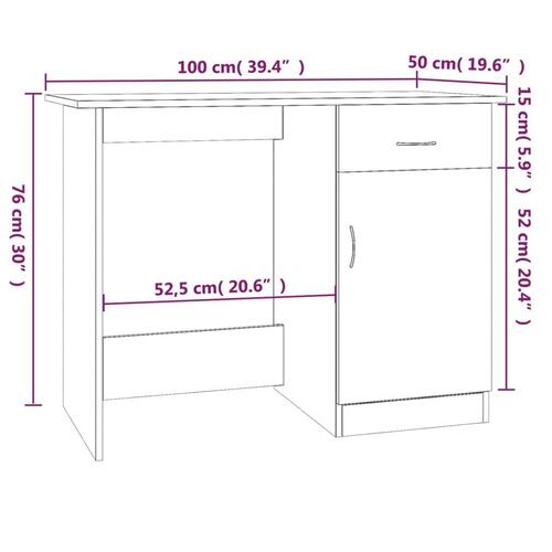 Skrivebord 100x50x76 cm konstrueret træ brun egetræsfarve