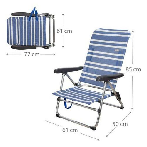 Strandstol Colorbaby 62601 Blå/hvid Aluminium 61 x 50 x 85 cm Hvid Marineblå (61 x 50 x 85 cm)