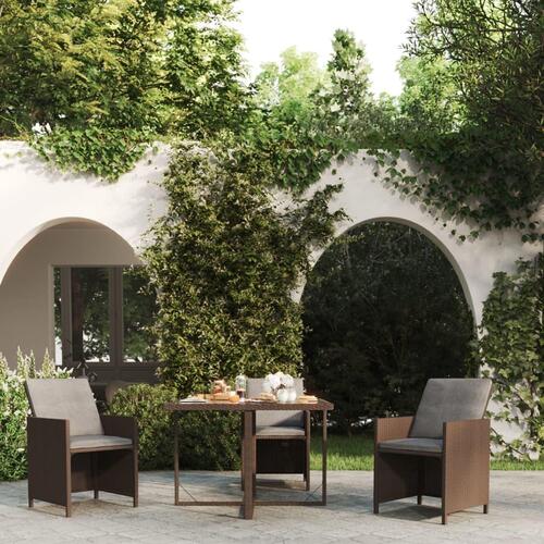 Havebord 109x107x74 cm polyrattan og glas brun