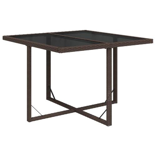 Havebord 109x107x74 cm polyrattan og glas brun