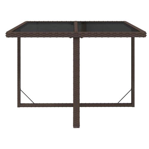 Havebord 109x107x74 cm polyrattan og glas brun