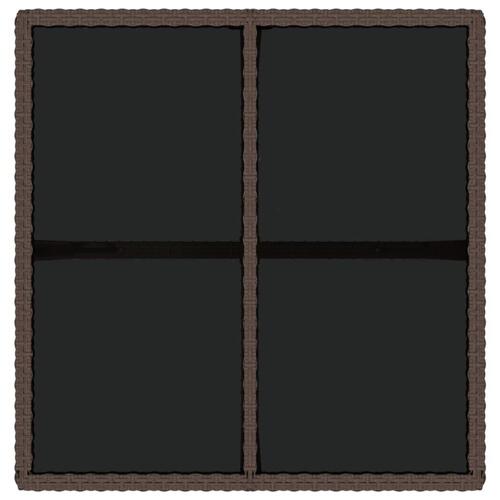 Havebord 109x107x74 cm polyrattan og glas brun