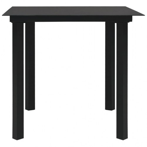 Havebord 80x80x74 cm stål og glas sort