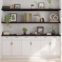 Væghylde 220x60x(2-4) cm behandlet massivt egetræ mørkebrun