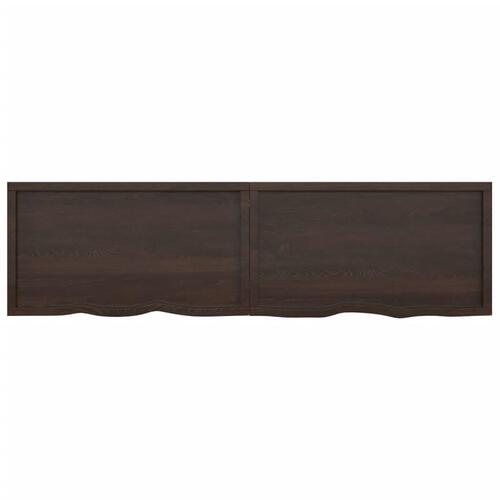 Væghylde 220x60x(2-4) cm behandlet massivt egetræ mørkebrun
