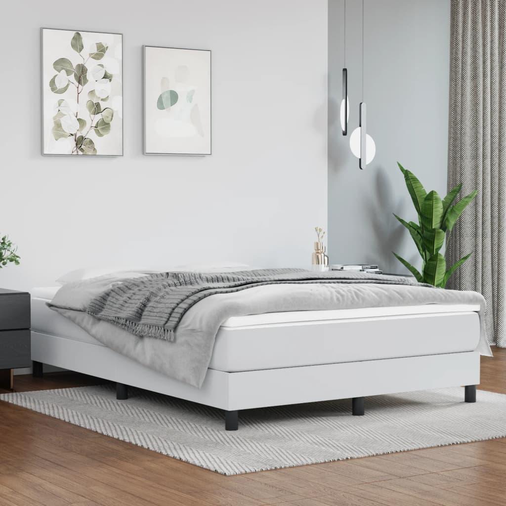 Springmadras med pocketfjedre 140x200x20 cm kunstlæder hvid